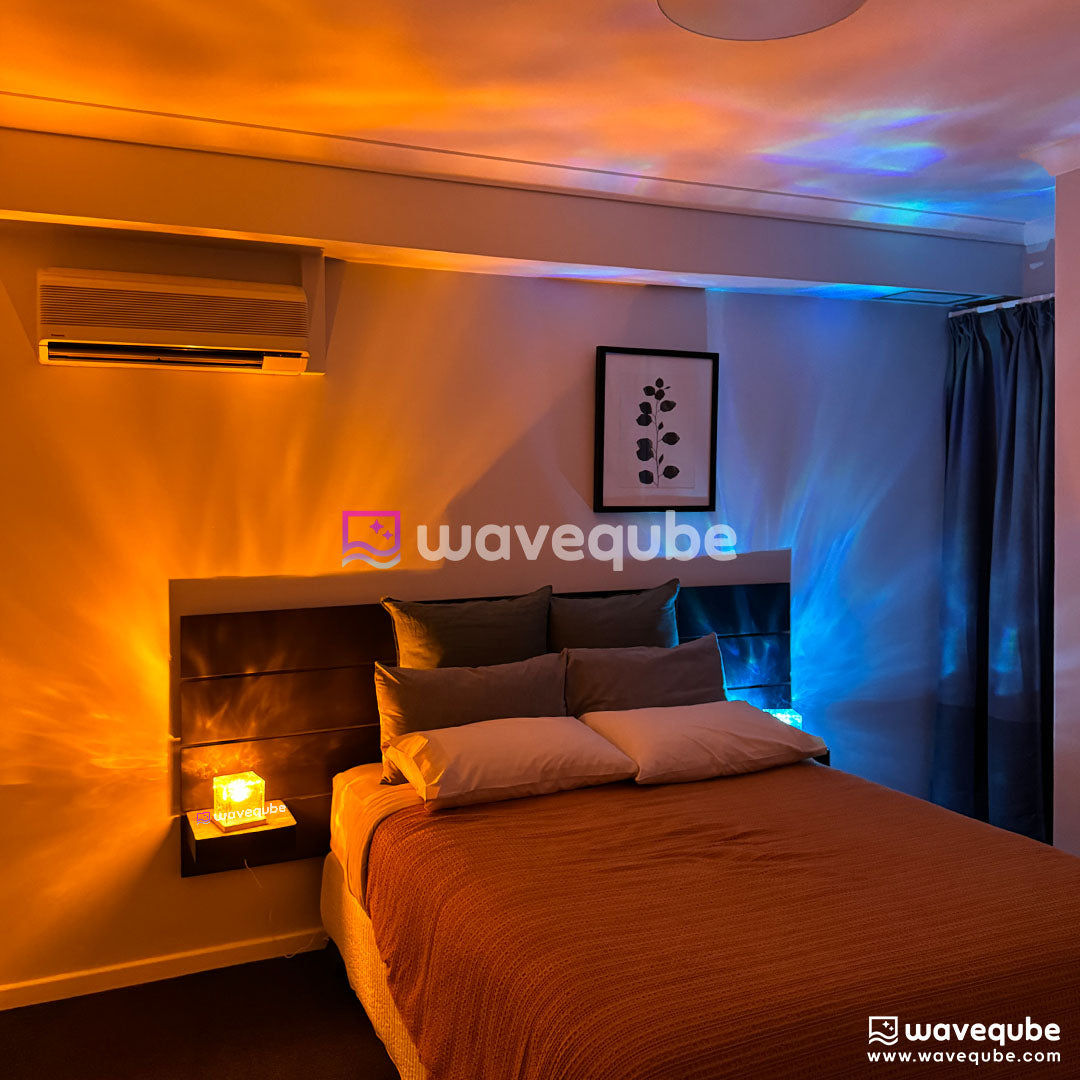 Waveqube Wave Lamp Underwater Orange and Blue Bedroom Waves Moving Relaxing